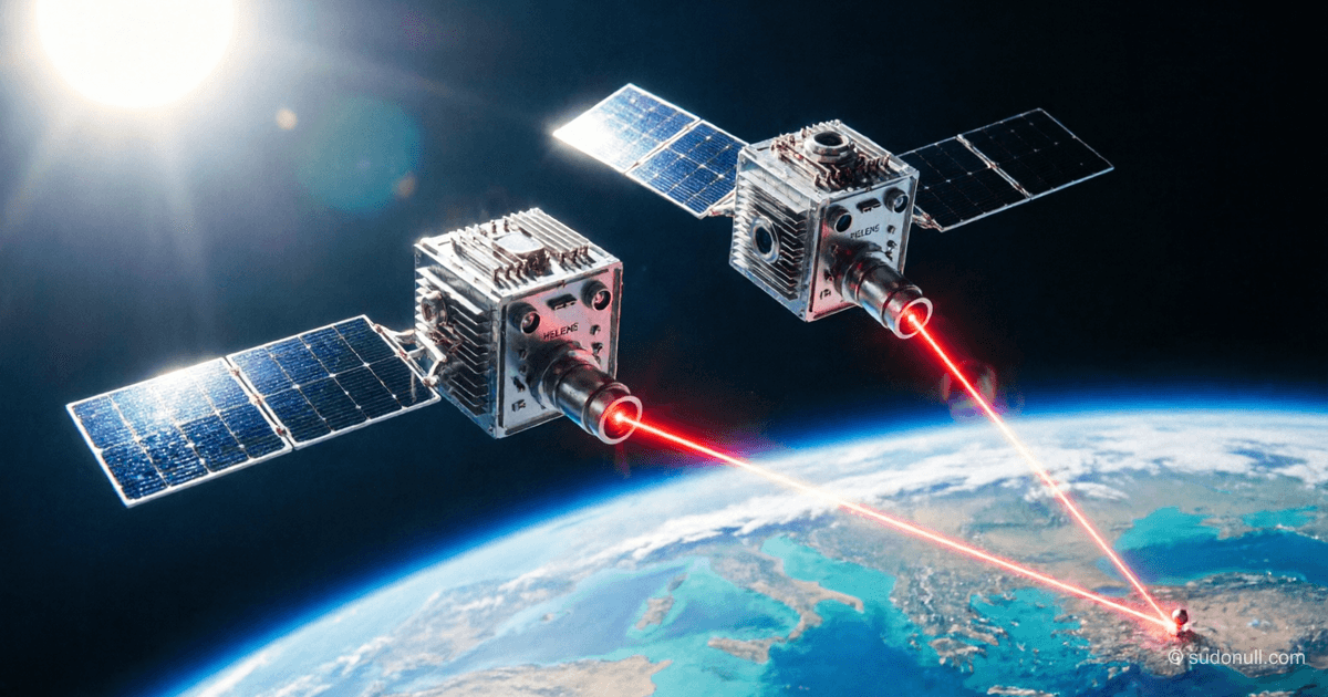 Greek communication program: launch of HELIOS and SELENE satellites for laser data transmission
